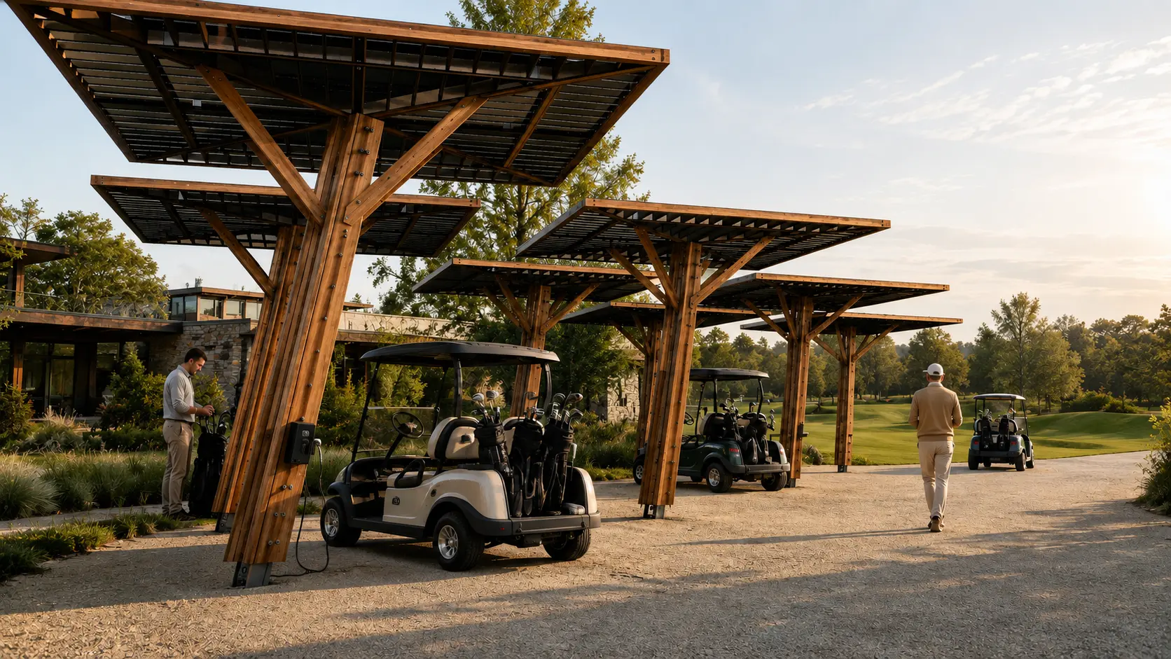 Solar carport set into a natural landscape